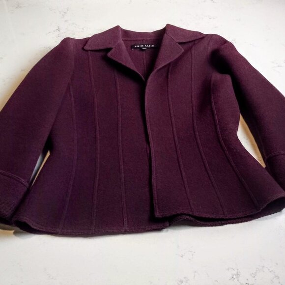 Vintage Anne Klein Purple Wool Open Jacket - Picture 3 of 6